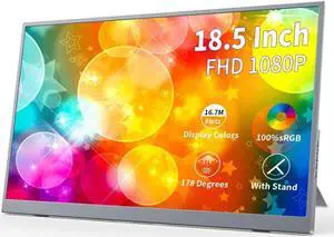 Magedok Portable Monitor 18.5 inch,300cd/m2 100% sRGB, 1080P FHD IPS Portable Big Screen with Stand,HDMI & Type-C Ports External Display for Laptop Mini PC Mac Xbox Switch PS5 Phone