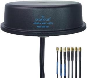 Proxicast 7-in-1 Pro-Grade MIMO 4G/5G + WiFi + GPS Flexible Combination Screw Mount Vehicle Antenna Compatible with Cisco, Cradlepoint, Digi, Peplink and Other Modems/Routers (Top Hat ANT-520-421)