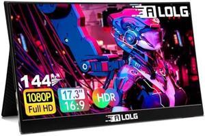 ALOLG Portable Monitor 17.3 Inch with 60HZ FHD 1080P Display,USB-C and HDMI Inputs, Ultra-Slim IPS Panel with HDR and Premium Smart Cover & Speakers-Compatible with Laptop,PC,Phone,PS5,Switch