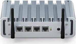 Fanless N100 Mini PC 2.5Gbe 4 Lan Port, Firewall Appliance Router PC, i225 NICs, Alder Lake, 8GB DDR5 RAM 128GB SSD, HD-MI, DP, Wifi, SIM Card Slot, Auto Power On, Windows 11 / Firewall Software
