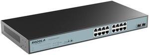 SODOLA 16 Port 2.5G Umanaged Ethernet Switch,16X 2.5GBASE-T Ports,2X 10G SFP, 120Gbps Switching Capacity,Port Isolation,/IU Rack-Mount/Fanless/Plug & Play Multi-Gig Unmanaged Network Switch