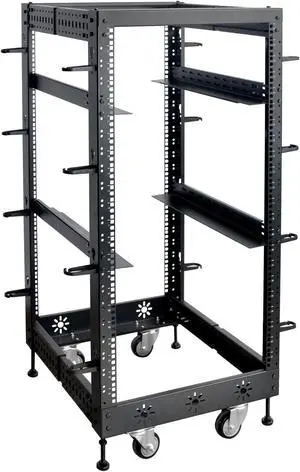 RIVECO 22U 19" Adjustable Depth Server Rack Support Up to 1700LBS Floor Standing 4 Posts Construction with Load-Bearing Casters Universal for Network Equipment Black