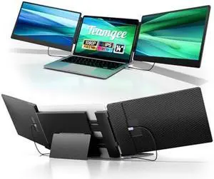 Teamgee 14" Portable Monitor, FHD IPS Laptop Screen Extender with 90deg Foldable Stand/Dual Speakers, HDMI/USB-A/Type-C Plug and Play for 13"-17" Laptops Remote Work, Fits Wins, Mac, Chrome, Switch
