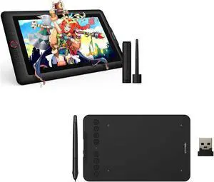 Drawing Tablet with Screen XP-PEN Artist 15.6 pro Computer Graphics Tablet 120% sRGB with Battery-Free Stylus Full-Laminated Technology & XP-PEN Deco mini7W Wireless Graphics Drawing Tablet