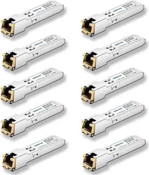 [10 Pack] 1.25/2.5/5/10G SFP+ to RJ45 Transceiver, 10Gbase-T SFP+ Ethernet Copper Module for Cisco SFP-10G-T-S, MikroTik S+RJ10, Ubiquiti UF-RJ45-10G, Netgear, TP-Link, Fortinet (CAT.6a/CAT7, 30m)