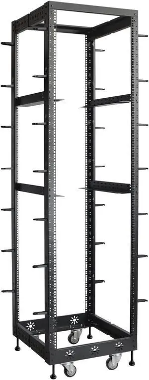 RIVECO 42U 19 Adjustable Depth Server Rack Support Up to 1700LBS Floor Standing 4 Post Rack with L Rails & Load-Bearing Casters Universal for Network Equipment Black