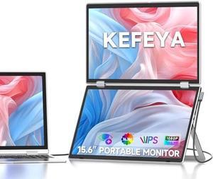 KEFEYA Laptop Screen Extender, 15.6" Folding Portable Monitor for Laptop, 1080P FHD IPS Triple Monitor Extension for Laptop with Windows MacOS, One Cable/340deg Rotation/VESA Mountable/Ergo Design