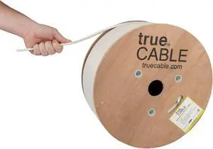trueCABLE Cat6A Plenum (CMP), 1000ft, White, 23AWG 4 Pair Solid Bare Copper, 750MHz, PoE++ (4PPoE), ETL Listed, Unshielded Twisted Pair (UTP), Bulk Ethernet Cable