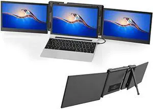 BQAA 13.3" Portable Dual Triple Portable Monitor for Laptop, Support M1 MacBook Laptop Screen Extension, FHD 1080P IPS Mobile Display Type-C/PD/TF for Windows Mac 13.3"-16.5" Laptops P2 Pro