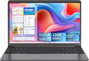 SGIN 156 Inch Laptop 12GB RAM 512GB SSD Laptops Computer with Intel Celeron N5095 QuadCore CPU 2USB 32 24G5G WiFi 1920  1080 IPS FHD Display BT 42 Mini HDMI TypeC 53200mWH Battery