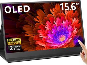 OLED Touch Screen Monitor, 15.6" 4K 60Hz IPS Portable Laptop Monitor, Second Monitor Dual USB C HDMI Computer Gaming Display with Speakers & Smart Cover, Travel Monitor for PC Phone PS4/5 Xbox Switch