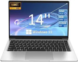 Molegar Laptop 14'',8GB DDR4 512GB SSD Laptops Computer,Intel Celeron J4125 4M Cache, up to 2.70 GHz Gemini Lake,Windows 11 FHD 1920x1080 Screen,Dual Band WiFi,Webcam