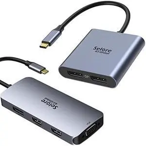 USB-C to Dual Displayport Adapter + Docking Station Multiple Monitor Power