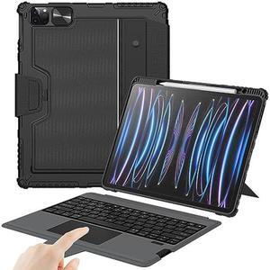 Nillkin iPad Pro 12.9 Case with Keyboard 6th Generation, Magic Trackpad, Built-in Pencil Holder, Detachable Keyboard, Sliding Camera Cover Compatible with iPad Pro 12.9 inch 5th/4th/3rd Generation
