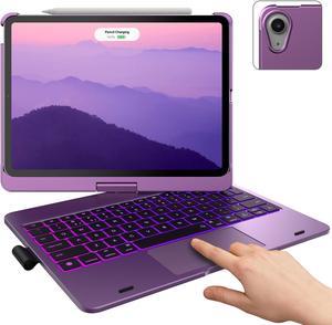 typecase Touch Case with Keyboard for iPad Air 5th Generation (10.9-inch, 2022): Trackpad - 360deg Rotatable - Wireless Backlit Keyboard Case with Pencil Holder for iPad Air 5th & 4th Gen - Purple