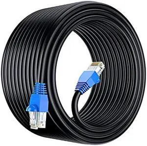 Maximm Cat6 Outdoor Cable 250 feet - Black - Solid Copper 550Mhz, Waterproof Ethernet Cable Suitable for Direct Burial Installations.
