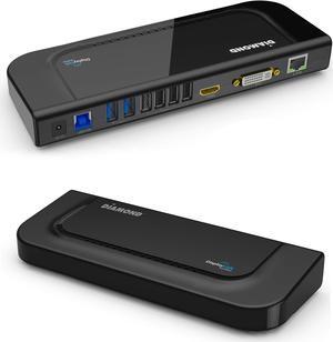 Diamond Multimedia Dual Video Output, USB 3.0/2.0 Universal Docking Station with Gigabit Ethernet, HDMI, DVI, Audio for Windows 11, MacOS and Android 5.0+. Display Link Certified DL-3900 Chip