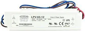 Mean Well USA LPV-60-12 Power Supply 5PACK; AC-DC; 12V@5A; 100-264VIn; Sealed; Panel Mount; LED Driver; LPV Series