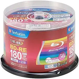 Verbatim Japan VBE130NP50SV1 Blu-ray Disc for Repeated Recording, 25 GB, 50 Sheets, White Printerable, Single Side, 1 Layer, 1-2x Speed