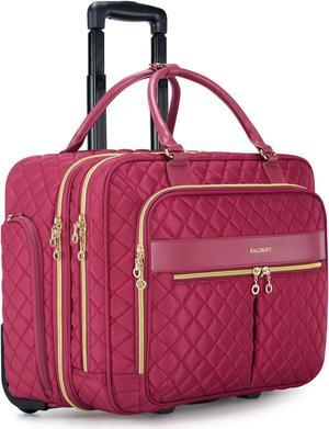 BAGSMART Rolling Laptop Bag Women, Rolling Briefcase for Women, 17.3 Inch with Wheels Computer Bag Rolling Laptop Case for Work Travel Business, Red