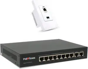 PoE Texas Gigabit PoE Splitter in-Wall USB Charging Port and PoE Texas 8 Port PoE Switch