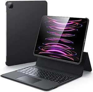 ESR Ascend Keyboard Case, iPad Case with Keyboard Compatible with iPad Pro 12.9 (2022/2021/2020/2018), Magnetic Detachable Case, Fully Adjustable Portrait/Landscape Stand, Black
