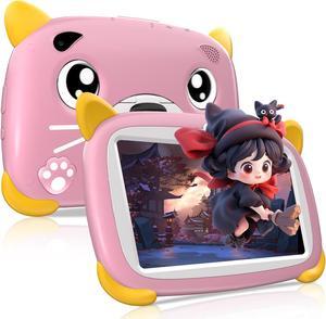 DOOGEE Kids Pad U7, 7 inch IPS Screen Tablet for Kids, 4+32GB ROM Android 10 Toddler Pad,3400mAh Battery, Parental Control, Dual Camera, Shockproof Case, Educational, Games Bluetooth/WiFi (Pink)