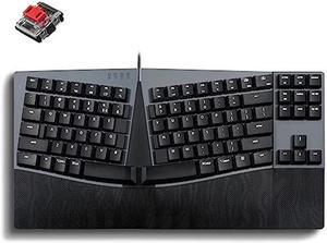 Perixx PERIBOARD-335RD Wired Ergonomic Mechanical Compact Keyboard - Low-Profile Red Linear Switches - Programmable Feature with Macro Keys - Compatible with Windows and Mac OS X - US English