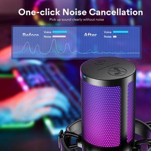 MAONO USB Gaming Microphone with Noise Cancellation, Computer PC Condenser Mic with RGB Light, Mute, Gain, Monitoring for Streaming, Podcast, YouTube, Twitch, Discord, PS5, PS4, GamerWave DGM20S