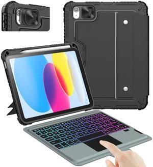 Nillkin for iPad 10th Generation Case with Keyboard (10.9", 2022), 7 Backlight Colors, Precise Trackpad, Pencil Holder, Slide Camera Cover Compatible with iPad Detachable Backlit Keyboard Case