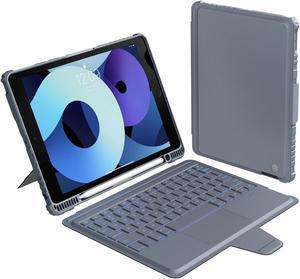 Nillkin for iPad 9th Generation Case with Detachable Keyboard (10.2", 2021), 7 Backlight Colors, Precise Trackpad, Pencil Holder, Slide Camera Cover Compatible with iPad 7th/8th Gen Backlit Case, Grey