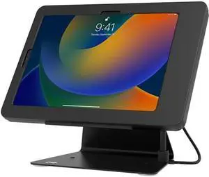 Desktop Anti Theft Stand - CTA Kiosk Stand with Stylus, Tether, and Aluminum Enclosure for iPad 10th Gen 10.9" - iPad Air 4 & 5 and iPad Pro 11" - Black - (PAD-DASB109)