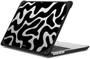 CASETiFY Bounce MacBook Pro 14" (2021/2023) Case [Enhanced Protective Corner Design/Ventilation Cutouts/Anti-Slip Grip] - Black Abstract Shapes by Corey Paige Designs - Clear Black