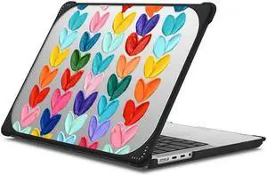 CASETiFY Bounce MacBook Pro 14" (2021/2023) Case [Enhanced Protective Corner Design/Ventilation Cutouts/Anti-Slip Grip] - Clear Polka Daubs Hearts - Clear Black