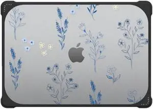 CASETiFY Bounce MacBook Air 15-inch (M2/M3/M4) Case [Enhanced Protective Corner Design/Ventilation Cutouts/Anti-Slip Grip] - Small Blue Flowers - Clear Black