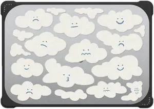 CASETiFY Bounce MacBook Air 15-inch (M2/M3/M4) Case [Enhanced Protective Corner Design/Ventilation Cutouts/Anti-Slip Grip] - Cute Clouds by Eggsdoodz - Clear Black
