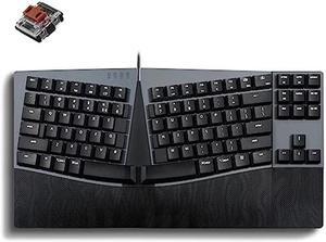 Perixx PERIBOARD-335BR Wired Ergonomic Mechanical Compact Keyboard - Low-Profile Brown Tactile Switches - Programmable Feature with Macro Keys - Compatible with Windows and Mac OS X - US English