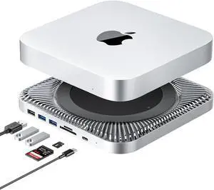 RayCue Mac Hub & Stand with SSD - Type-C, USB 3.0/2.0 Ports, Card Readers - Fits 2.5 Inch SSD, for Mac Studio, Mac Mini M1/M2