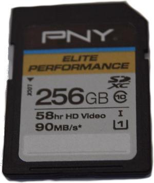 PNY Elite Performance 256GB High Speed SDXC Class 10 UHS-I, U1 Up to 90MB/sec Flash Card - P-SDX256U1H-GE