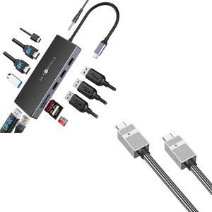 SETMSPCE Docking Station(Three Monitors), USB C Charging Cable