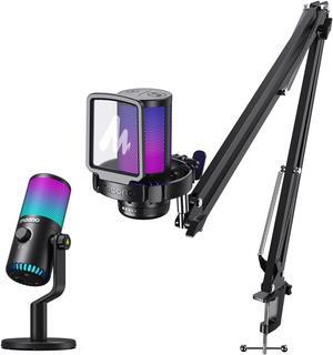 MAONO Gaming USB Microphone, Noise Cancellation Condenser mic with Mute, Gain, Monitoring, Boom Arm, Pop Filter for Streaming, Podcast, Twitch, YouTube, Discord, PC, Computer, Mac, DGM20S, DM30 RGB