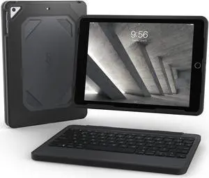 ZAGG Rugged Book Detachable Case and Magnetic-Hinged Keyboard for iPad Air, iPad Air 2, & iPad 9.7 inch, - Multi-Device Bluetooth Pairing, Backlit Keyboard - USB-C to USB-C Cable Included (Black)