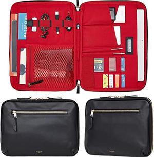 Knomo 11 inch Leather Tablet Organizer for Electronics Accessory Laptop Sleeve Case