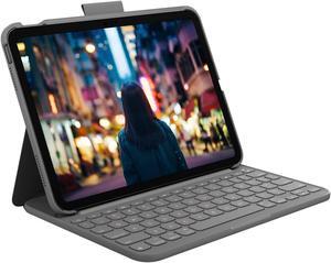 Logitech Slim Folio Bluetooth Keyboard Case for iPad (10th Generation) with Integrated Wireless Keyboard - Oxford Gray