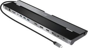 j5create USB C Docking Station- Supports up to 3 Displays Simultaneously | HDMI, DisplayPort, VGA, 100W PD Fast Charging, Gigabit Ethernet | Comes with Type C Cable Compartment (JCD543)