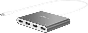 j5create USB-C to 4 Port HDMI Adapter Hub- Multi Monitor Splitter - Support 4 1080p 60Hz Displays - Compatible with Type-C MacBook and Windows Laptop (JCA366)
