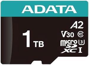 ADATA Premier Pro 1TB MicroSDXC UHS-I U3 V30 Class 10 A2 MircoSD Memory Card with Adapter AUSDX1TUI3V30SA2-RA1