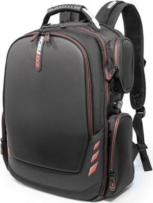 Mobile Edge Core Gaming Laptop Backpack for Men and Women, Fits 17-18 Inch Laptops, Travel Computer Video Gamer Bag with USB Charging Port and Cable, Checkpoint TSA Friendly, Black/Red