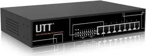 UTT 10-Port Gigabit PoE Switch with (8 PoE Ports + 2 Ports) AI PoE AI QoS AI VLAN AI Extend Internet Swtich 96W 802.3af/at for IP Camera AP