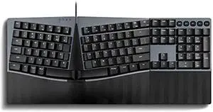 Perixx PERIBOARD-535BR Wired Ergonomic Mechanical Split Keyboard - Low-Profile Brown Tactile Switches - Programmable Feature with Macro Keys - Compatible with Windows and Mac OS X - US English, Black